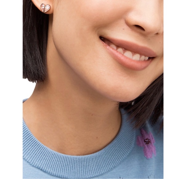 KATE SPADE • Rose Gold Rock Solid Crystal Clear Earrings - Picture 3 of 6